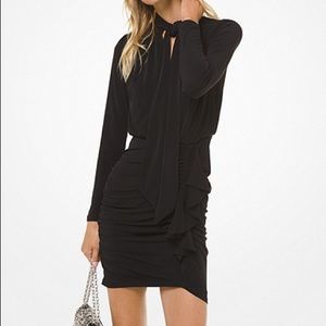 Michael Kors Tie Neck Bodycon Ruched Dress